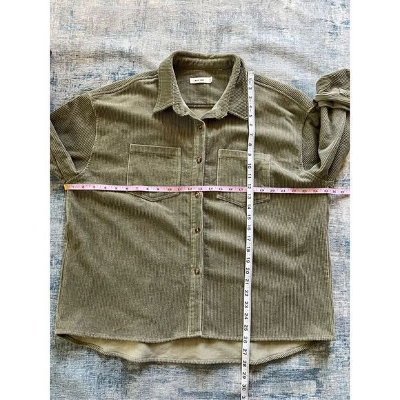Mod Ref Olive Green Corduroy Button Front Shirt Jacket Shacket Women's XL - Picture 6 of 6